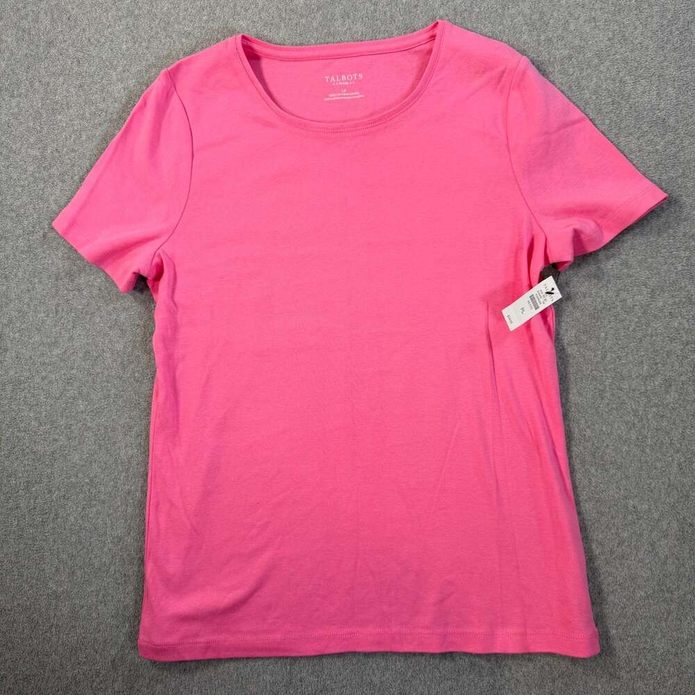 Talbots Women's Petite Large Pink Short Sleeve Crew Neck T-Shirt New With Tags